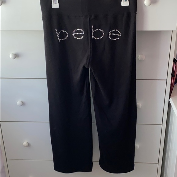 bebe Pants - BEBE LOGO CROPPED SWEATPANTS